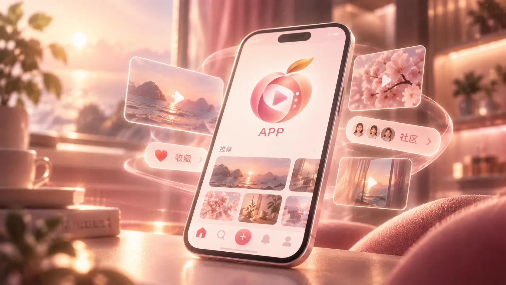 蜜桃传媒APP与社区浏览画面